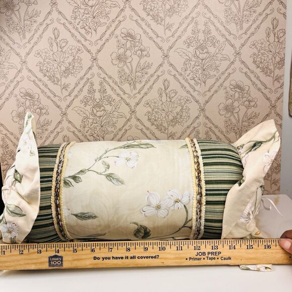 Williamsburg Garden Images lll Neck Roll Parchment Pillows Set Of 2 Floral - Picture 6 of 9
